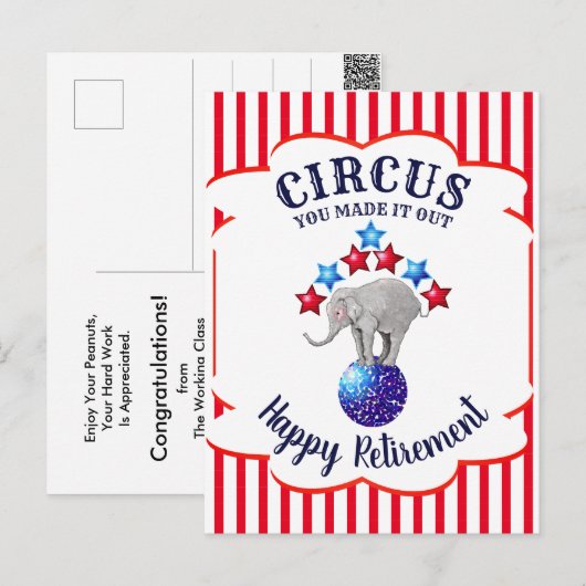 Circus Elephants Funny Retirement Briefkaart (Voorkant / Achterkant)