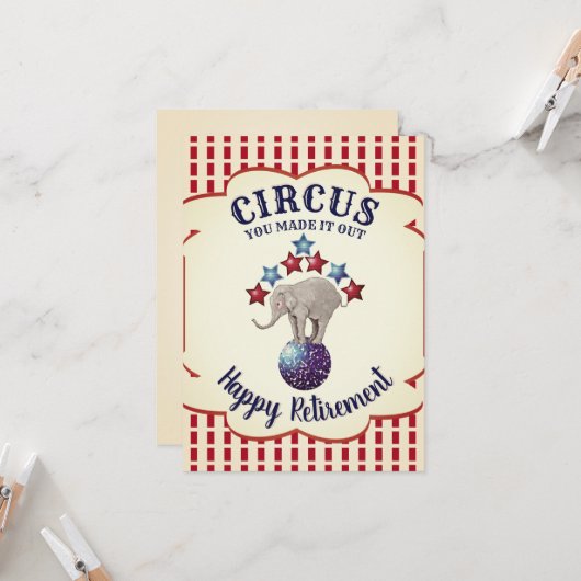  Circus Elephants Funny Retirement Kaart (Voorkant / Achterkant in situ)