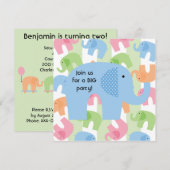 Circus Elephants Gepersonaliseerd Birthday-uitnodi Kaart (Voorkant / Achterkant)