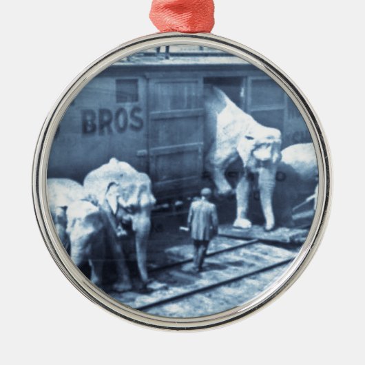  Circus Elephants Ringling Railroad Car Metalen Ornament (Voorkant)