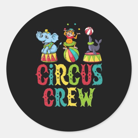 Circus Event Personeel Ontwerp Circus Crew Clown C Ronde Sticker (Voorkant)