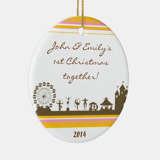 Circus Fair Farris Whee Gepersonaliseerde naamOrna Keramisch Ornament (Rechts)