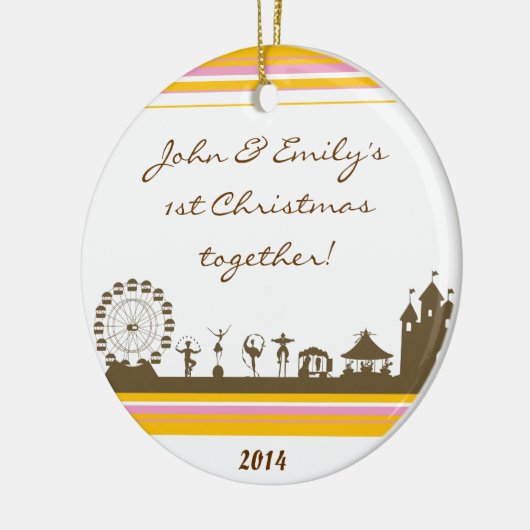 Circus Fair Farris Whee Gepersonaliseerde naamOrna Keramisch Ornament (Links)