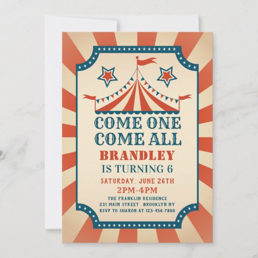 Circus Feest Carnaval Party Verjaardag Kaart (Voorkant)