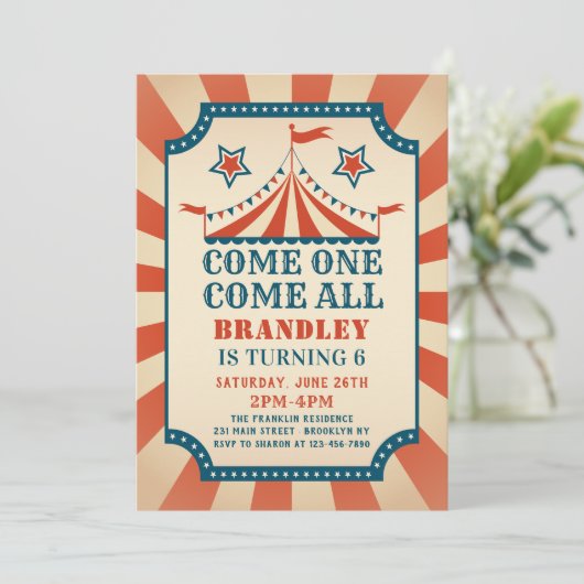  Circus Feest Carnaval Party Verjaardag Kaart (Staand voorkant)