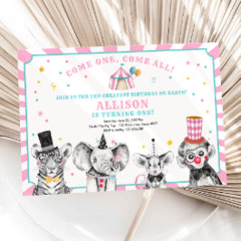 Circus Feest Dieren Carnaval Feest Eerste Verjaard Kaart