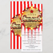 Circus Feest Evenement Rood Wit Goud Gestreept Men Menu (Voorkant / Achterkant)