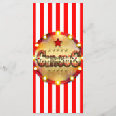Circus Feest Event Rode Witte Gouden Gestreepte Me Menu (Achterkant)