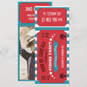 Circus Feest Ticket Kinderverjaardagsfeestje voeg  Kaart