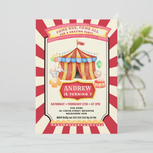  Circus Feestverjaardag Kaart (Staand voorkant)