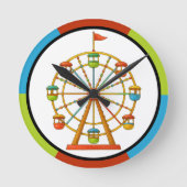 Circus Ferris wheel Wall Clock Ronde Klok (Voorkant)