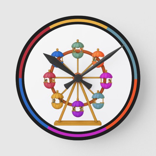 Circus Ferris wheel Wall Clock Ronde Klok (Voorkant)
