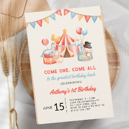 Circus Fiesta Eerste Verjaardag Modern Cute Kaart