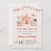Circus Fiesta Eerste Verjaardag Modern Cute Kaart (Voorkant)