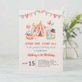 Circus Fiesta Eerste Verjaardag Modern Cute Kaart (Staand voorkant)