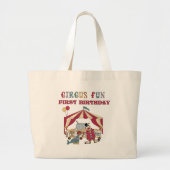 Circus First Birthday Grote Tote Bag (Voorkant)