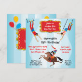Circus Flying Trapeze Birthday Party Invitation Kaart (Voorkant / Achterkant)