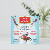 Circus Flying Trapeze Birthday Party Invitation Kaart (Staand voorkant)