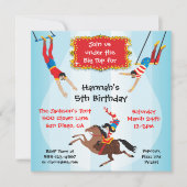 Circus Flying Trapeze Birthday Party Invitation Kaart (Voorkant)