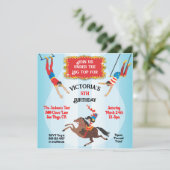 Circus Flying Trapeze Birthday Party Invitation Kaart (Staand voorkant)