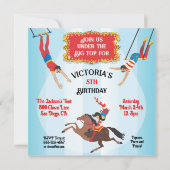 Circus Flying Trapeze Birthday Party Invitation Kaart (Voorkant)