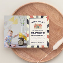  Circus Foto Birthday Party Invitation