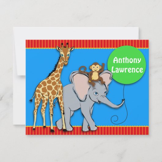 Circus FUN Animal Note Card Notitiekaartje (Voorkant)