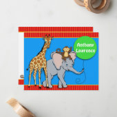 Circus FUN Animal Note Card Notitiekaartje (Voorkant / Achterkant in situ)