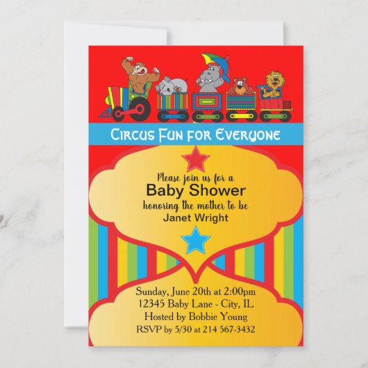 Circus Fun Baby shower Uitnodiging (Voorkant)