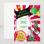 Circus Fun grillige dier primaire kleur Kaart (Voorkant / Achterkant)