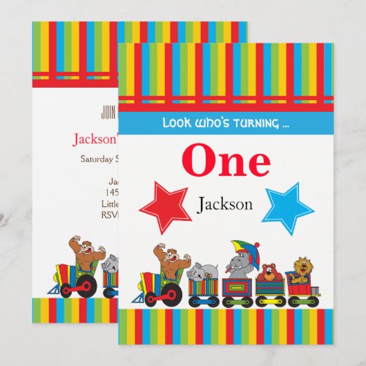 Circus Fun Kinder 00th Birthday Kaart (Voorkant / Achterkant)