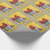 Circus gepersonaliseerde 1e verjaardag cadeau wrap cadeaupapier (Hoek)
