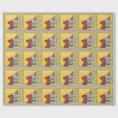 Circus gepersonaliseerde 1e verjaardag cadeau wrap cadeaupapier (Vlak)