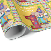 Circus gepersonaliseerde 1e verjaardag cadeau wrap cadeaupapier (Rol Hoek)