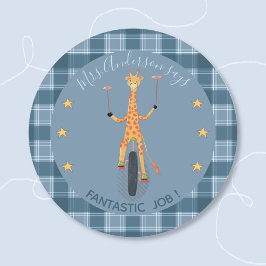 Circus Giraffe Leerling Beloning Blauw Sticker