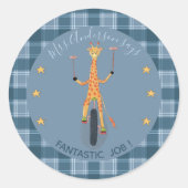 Circus Giraffe Leerling Beloning Blauw Sticker (Voorkant)