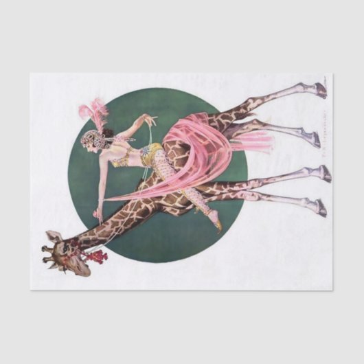 "Circus Giraffe Rider" door FX Leyendecker Tissuepapier (Voorkant)