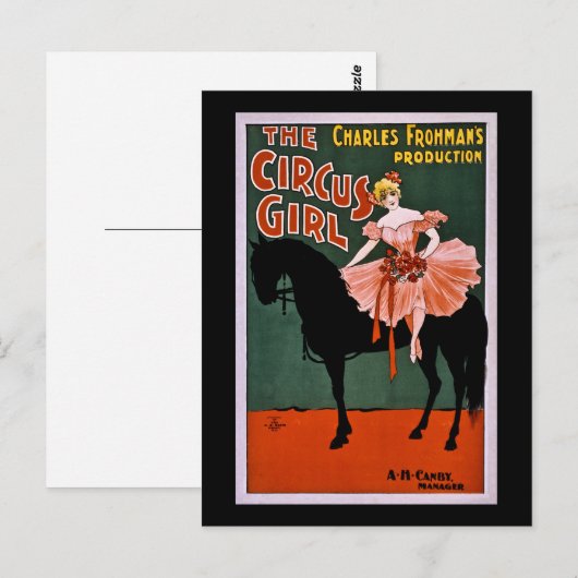 Circus Girl 1897 Retro Briefkaart (Voorkant / Achterkant)