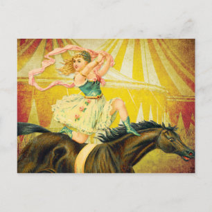  Circus Girl Acrobat op paarden Briefkaart