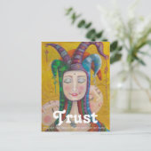 Circus Girl Jester| Carnaval Briefkaart TRUST Quot (Staand voorkant)