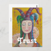 Circus Girl Jester| Carnaval Briefkaart TRUST Quot (Voorkant / Achterkant)
