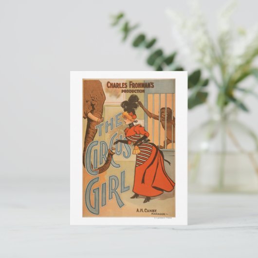 Circus Girl - Voeding Elephant and Monkey Briefkaart (Staand voorkant)
