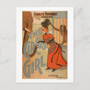 Circus Girl - Voeding Elephant and Monkey Briefkaart