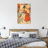 Circus Girl - Voeding Elephant and Monkey Canvas Afdruk (Insitu (Slaapkamer))