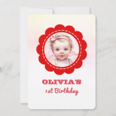 Circus grote top 1e verjaardag foto uitnodiging (Achterkant)