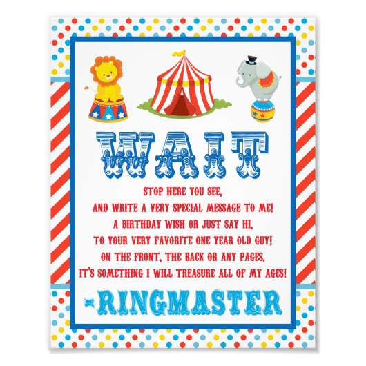 Circus Guest Book Sign - Foto van 8 x 10 inch Afdruk (Voorkant)