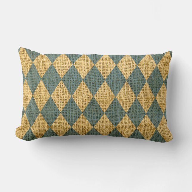 Circus Harlequin Pattern Rustic Light Blue Kussen (Voorkant)