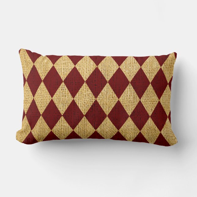 Circus Harlequin Pattern Rustic Red Kussen (Voorkant)