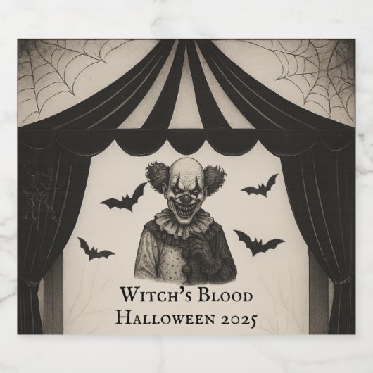  circus | Haunted Carnival Theme Halloween Sparkling Wijnetiket (Enkel label)