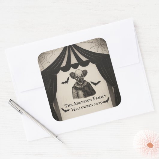 circus | Haunted Carnival Theme Halloween Vierkante Sticker (Envelop)